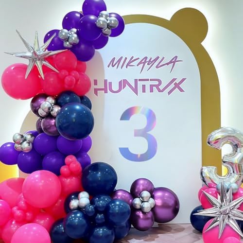 Hot Pink Purple Dark Blue Balloon Arch Kit, Kpop Music Hunter Balloons, alternate view 5