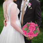 Hot Pink Rose 25pcs Real Looking Artificial Flowers w/Stem in Hot Pink, alternate view 4