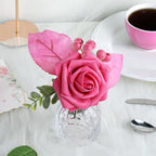 Hot Pink Rose 25pcs Real Looking Artificial Flowers w/Stem in Hot Pink, alternate view 6