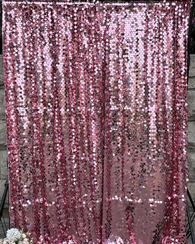 Hot Pink Sequin Backdrop,4 * 10ft Pack of 2 in 4 ft W x 10 ft L (2 Panels) in Hot Pink, alternate view 3