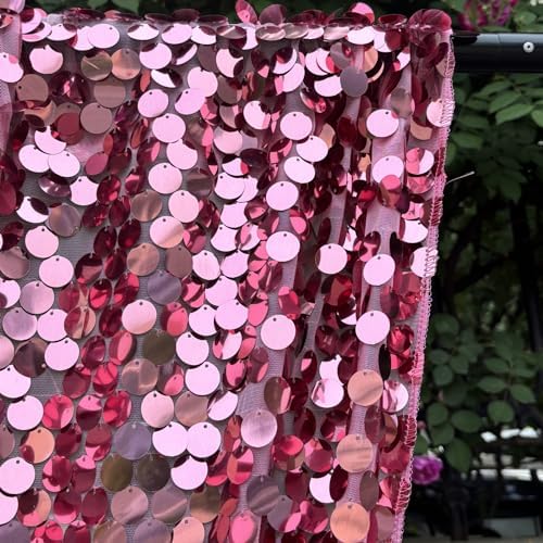 Hot Pink Sequin Backdrop,4 * 10ft Pack of 2 in 4 ft W x 10 ft L (2 Panels) in Hot Pink, alternate view 6