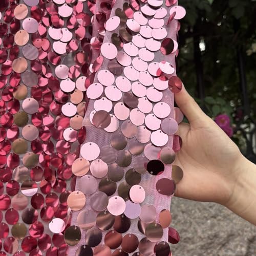 Hot Pink Sequin Backdrop,4 * 10ft Pack of 2 in 4 ft W x 10 ft L (2 Panels) in Hot Pink, alternate view 7