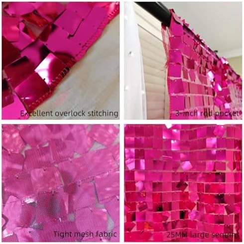 Hot Pink Sequin Backdrop for Party 8ft * 8ft 1 Panel, Square, alternate view 2