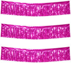 Hot Pink Tinsel Garland Party Decorations 3 Packs 36 Feet Metallic Rose Red Foil Fringe Garland Wall Ceiling