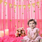 Hot Pink Tulle Backdrop Curtain for Parties 10ft x 8ft Fuchsia Sheer Backdrop Curtains for Baby Shower Birthday, alternate