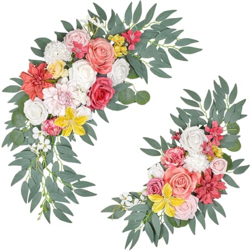 Hot Pink Wedding Arch Flowers Set of 2