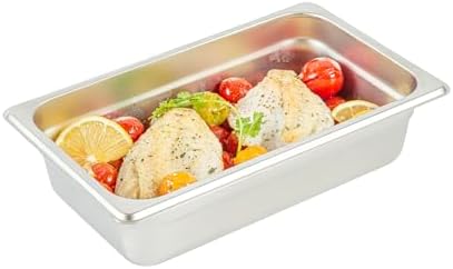 Hotel Pan 1 Count 1/4 Size Anti-Jam 2.5” Deep Freezable 24 Gauge Stainless Steel Steam Pan Lid Sold Separately