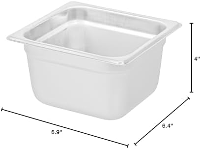 Hotel Pan 1 Count 1/6 Size Anti-Jam 4” Deep Freezable 24 Gauge Stainless Steel Steam Pan Lid Sold Separately, alternate view