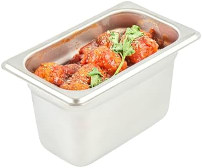 Hotel Pan 1 Count 1/9 Size Anti-Jam 4” Deep Freezable 24 Gauge Stainless Steel Steam Pan Lid Sold Separately