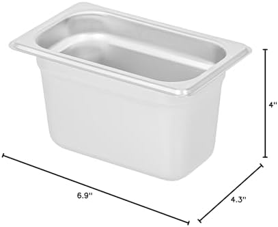 Hotel Pan 1 Count 1/9 Size Anti-Jam 4” Deep Freezable 24 Gauge Stainless Steel Steam Pan Lid Sold Separately, alternate view