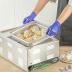Hotel Pan 1 Count 2/3 Size Anti-Jam 2.5” Deep Freezable 24 Gauge Stainless Steel Steam Pan Lid Sold Separately, alternate