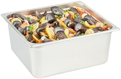 Hotel Pan 1 Count 2/3 Size Anti-Jam 6” Deep Freezable 24 Gauge Stainless Steel Steam Pan Lid Sold Separately