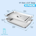 Hotel Pans with Lids 1/1 Full Size 2.5 Inch Stainless Steel Steam Table Pan, alternate view 2
