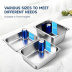 Hotel Pans with Lids 1/2 Half Size 2.5 Inch Stainless Steel Steam Table Pan in 1/2 Size, alternate view 4