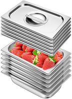 Hotel Pans With Lids 1/4 Quarter Size 2.5 Inch Stainless Steel Food Pans in 2.5" Deep in 1/4 Size