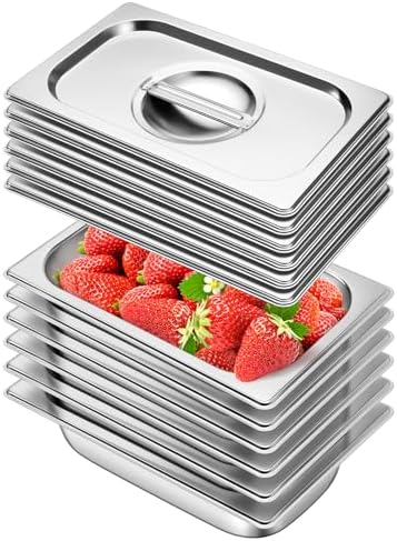 Hotel Pans With Lids 1/4 Quarter Size 2.5 Inch Stainless Steel Food Pans in 2.5" Deep in 1/4 Size