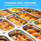 Hotel Pans With Lids 1/4 Quarter Size 2.5 Inch Stainless Steel Food Pans in 2.5" Deep in 1/4 Size, alternate view 7