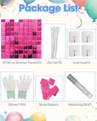 HotPink Shimmer Wall Backdrop, 24 Panels, 6x4 Ft Photo Backdrop in 6x4 Ft, alternate view 4
