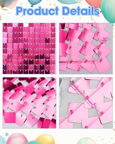 HotPink Shimmer Wall Backdrop, 24 Panels, 6x4 Ft Photo Backdrop in 6x4 Ft, alternate view 5