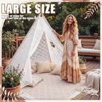 Huge Teepee Tent 47'' x 51'' with Extra Large Boho Picnic Blanket 91'' x 72'', Outdoor Lace Teepee Play Tent, alternate view