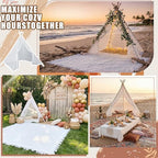 Huge Teepee Tent 75'' x 67'' with Extra Large Boho Picnic Blanket 91'' x 72'', Outdoor Lace Teepee Play Tent, alternate view