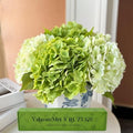 Hydrangea Artificial Flower Natural Lifelike Real 21 inch Latex Long Stem 2 Light Green+2 Dark Green Hydrangea