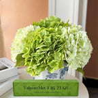 Hydrangea Artificial Flower Natural Lifelike Real 21 inch Latex Long Stem 2 Light Green+2 Dark Green Hydrangea
