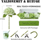 Hydrangea Artificial Flower Natural Lifelike Real 21 inch Latex Long Stem 2 Light Green+2 Dark Green Hydrangea, alternate