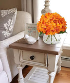 Hydrangea Artificial Flowers in Vase Orange Silk Fake Flowers Arrangements with Glass Vase with Faux Water Faux, alternate