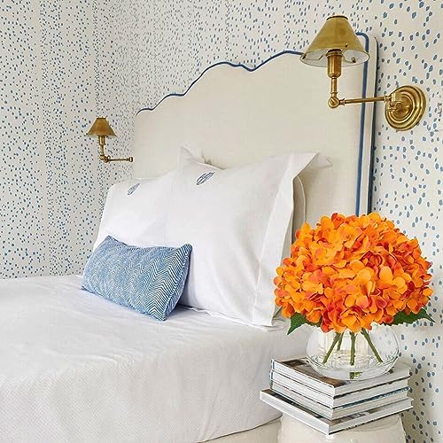 Hydrangea Artificial Flowers in Vase Orange Silk Fake Flowers Arrangements with Glass Vase with Faux Water Faux, alternate