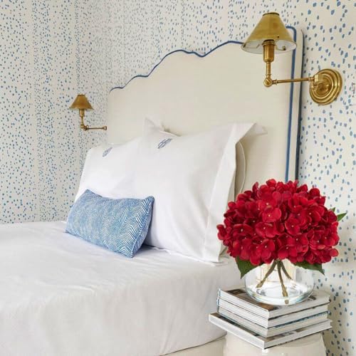 Hydrangea Artificial Flowers in Vase Red Silk Fall Fake Flowers Arrangements with Glass Vase with Faux Water, alternate view