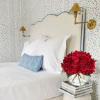 Hydrangea Artificial Flowers in Vase Red Silk Fall Fake Flowers Arrangements with Glass Vase with Faux Water, alternate view
