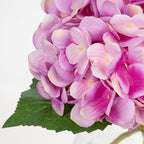 Hydrangea Artificial Flowers with Glass Vase Purplish Pink Silk Faux Flowers Arrangements in Vase with Faux, alternate view 3