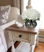 Hydrangea Artificial Flowers with Glass Vase White Silk Faux Flowers Arrangements with Faux Water Fake Floral, alternate view