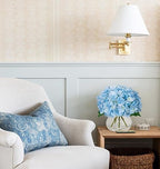 Hydrangea Artificial Flowers with Vase Blue Silk Fake Flowers Arrangements in Glass Vase with Faux Water Faux, alternate view
