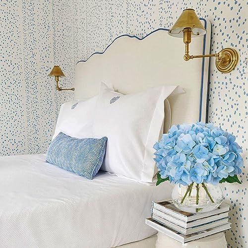 Hydrangea Artificial Flowers with Vase Blue Silk Fake Flowers Arrangements in Glass Vase with Faux Water Faux, alternate view