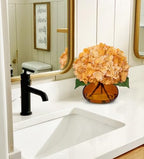 Hydrangea Fall Flowers Artificial for Decoration with Glass Vase Yellowish Orange Silk Faux Flowers Arrangements, alternate