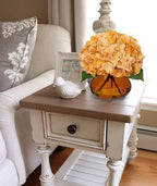 Hydrangea Fall Flowers Artificial for Decoration with Glass Vase Yellowish Orange Silk Faux Flowers Arrangements, alternate