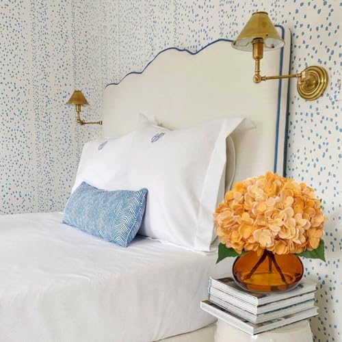 Hydrangea Fall Flowers Artificial for Decoration with Glass Vase Yellowish Orange Silk Faux Flowers Arrangements, alternate