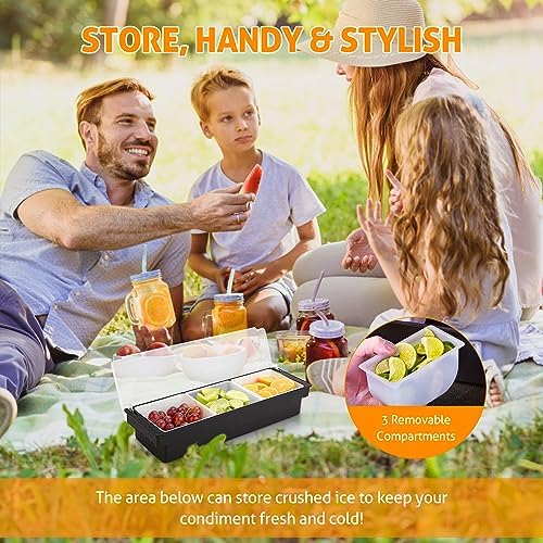 Ice Chilled Condiment Caddy with 3 Removable Trays and Lid, 2 Pack, alternate view 4