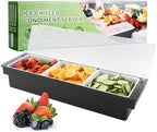 Ice Chilled Condiment Caddy with 3 Removable Trays and Lids in Black