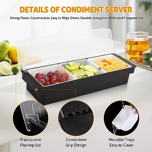 Ice Chilled Condiment Caddy with 3 Removable Trays and Lids in Black, alternate view 3