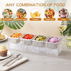 Ice Chilled Condiment Caddy with 4 x 20 Oz Containers, 1 Pcs in Silver, Transparent, alternate view 5