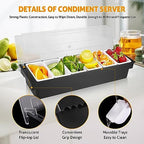 Ice Chilled Condiment Caddy with 6 Removable Trays and Lid, 2 Pack in Black+White, alternate view 3