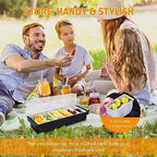 Ice Chilled Condiment Caddy with 6 Removable Trays and Lid, 2 Pack in Black+White, alternate view 4