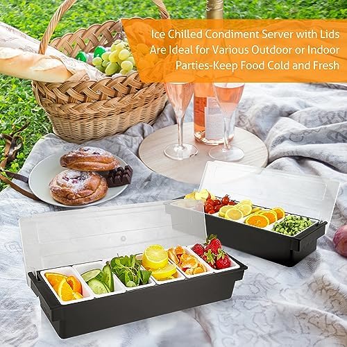 Ice Chilled Condiment Caddy with 6 Removable Trays and Lids in Silver, alternate view 6