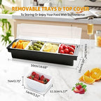 Ice Chilled Condiment Caddy with Lid and 4 Removable Trays, 2 Pack in Black+White, alternate view 3