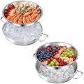 Ice Chilled Serving Tray for Parties, Cooling Platter 2 Set, 10.8 in in Silver