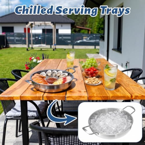 Ice Chilled Serving Tray for Parties, Cooling Platter 2 Set, 10.8 in in Silver, alternate view 4