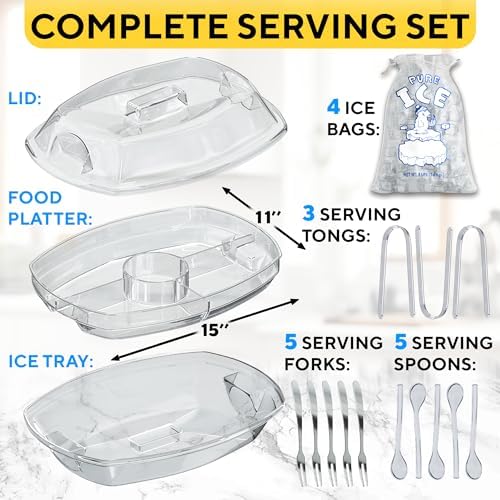Ice Chilled Serving Tray for Parties, Fruit Tray with Ice Bottom, 15 in in Transparent, alternate view 3